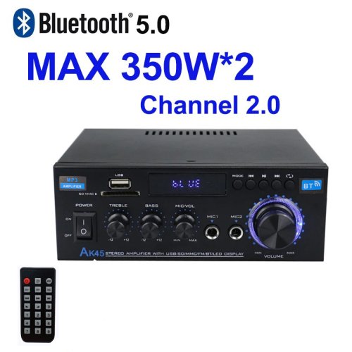 Image of High-Performance AK45 Hi-Fi Digital Bluetooth Audio Amplifier with 2.0 Channel Stereo Sound, 350W Max Power Output for Home and Car Speakers