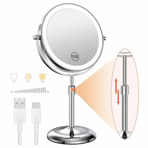 Image de Miroir de Maquillage Lumineux avec Grossissement 10x