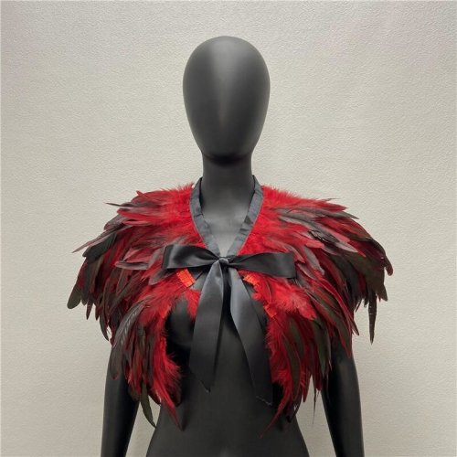 Zdjęcie Gothic Feather Cape – Elegancka Peleryna z Piórami