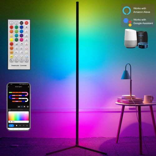 Imagen de Lámpara de Pie Inteligente Tuya de 160 cm con Iluminación LED RGB Regulable, Control por Voz con Alexa, Diseño Moderno para Dormitorio, Sala de Estar y Decoración de Ambiente