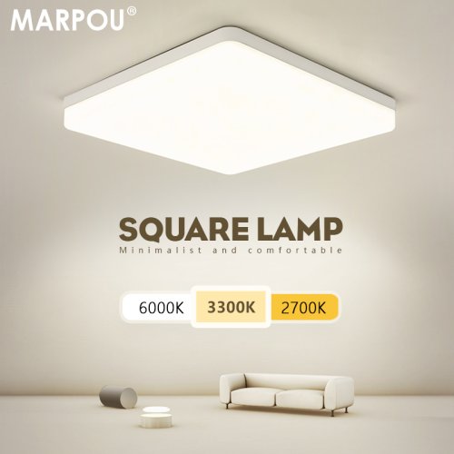 Image of MARPOU Square Led ceiling lamp bedroom lighting Neutral white cold white warm white 48W 36W 24W 18W led ceiling light room