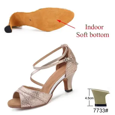 Image de Sandales de Danse Latine Dorées à Talons Hauts