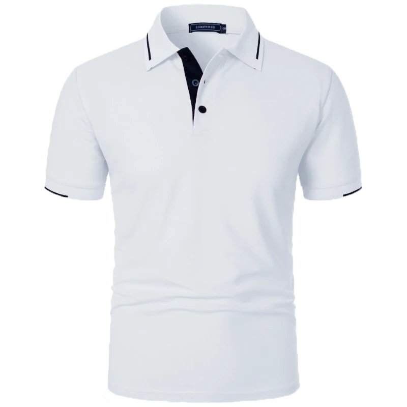 Bild von Kurzarm-Poloshirt für Herren, Summe Button, klassische Passform, lässige T-Shirts, Übergröße, Pullov...