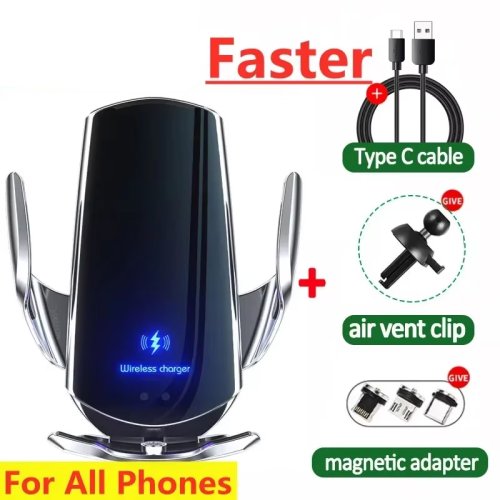 Image of 100W Magnetic Wireless Car Charger with Smart Phone Holder for iPhone 11, 12, 13, 14, 15 Pro, Xiaomi, Samsung – Fast Charging & Secure Mounting