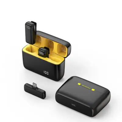 Image de Micro Lavalier Sans Fil - Mini Microphone Portable avec Étui de Chargement