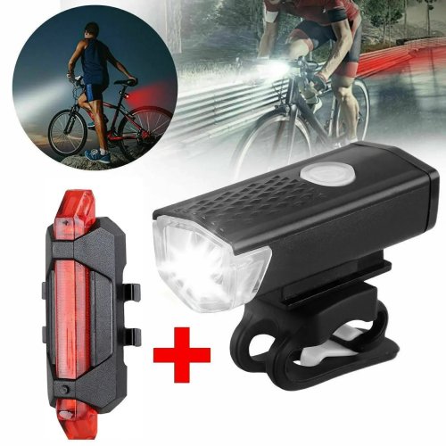 Imagen de Luz delantera para bicicleta de montaña recargable por USB, LED resistente al agua con luz de advertencia para ciclismo seguro y visible en la oscuridad