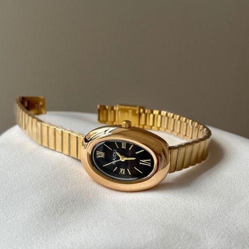 Imagen de Gran oferta de reloj para mujer, reloj dorado con esfera ovalada Vintage, números romanos de lujo, correa de acero, reloj de pulsera de regalo para mujer y niña, Relojes