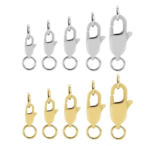 Imagen de Cierres de Langosta Rectangulares en Acero Inoxidable 316 con Anillos de Salto para Pulseras, Collares y Fabricación de Joyas - Pack de 10 Unidades