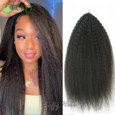 Image de Extensions Cheveux Crépus Lisses au Crochet - Sans Couture & Réutilisables