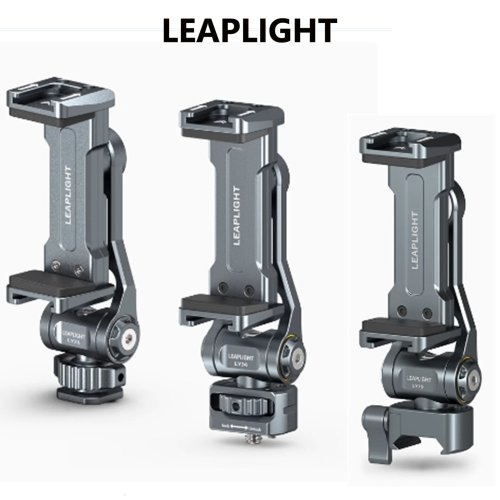 Imagen de Adaptador de Soporte para Teléfono Inteligente con Soporte para Trípode de Aluminio Mejorado 2026, Zapata Fría Arca para iPhone 15, 14, 13 y Dispositivos Samsung con Luz y Micrófono