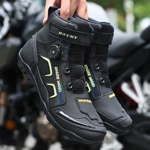 Bild von Hochwertige Leder-Motorradstiefel für Männer – Atmungsaktiv, Anti-Rutsch und Abriebfest für sicheren Motorrad- und Racing-Einsatz