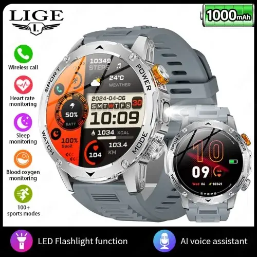 Image de Montre Connectée Homme - Fitness Tracker & Lampe LED