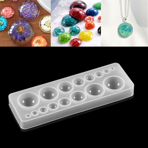 Image of 1pcs Silicone Mold half ball Oblate Cabochon Pendant Resin Silicone Mould Handmade Tool Epoxy Resin Molds Jewelry Making