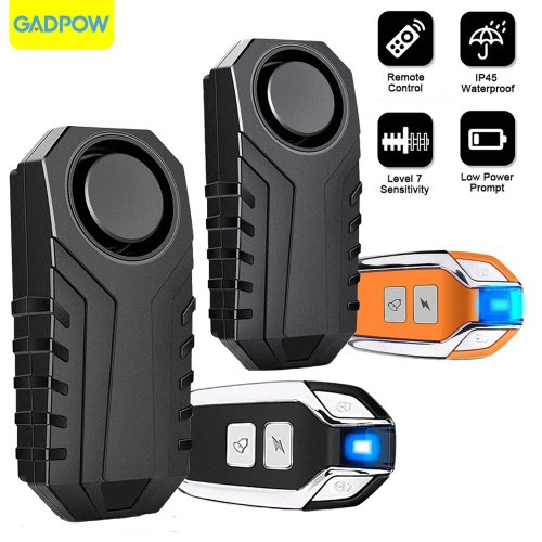 Image of Wireless Motorcycle Security Alarm with Vibration Sensor, 113dB Loud Siren, Waterproof Design and Remote Control for Enhanced Bike Protection