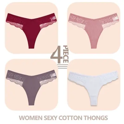 Image de Ensemble Lingerie 4 Pièces Dentelle & Coton
