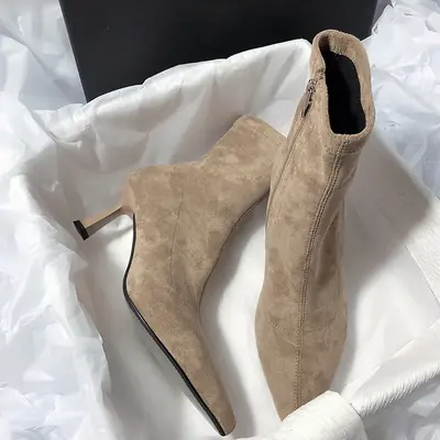 Image de Bottines Femme à Talon Haut - Bout Pointu & Fermeture Éclair Latérale