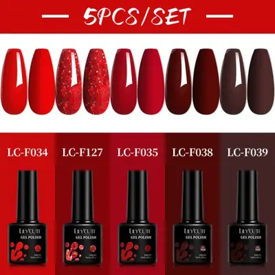 Image de Kit Nail Art Gel UV 5 Pièces - Rouge & Marron
