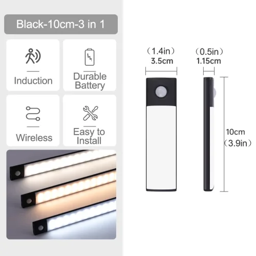 Immagine di 10/20/30/40/60CM Luce notturna USB ricaricabile Sensore di movimento Luce a led Lampada a led senza ...