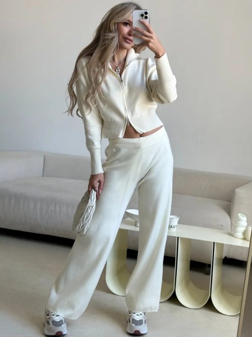 Afbeelding van Stijlvolle Gebreide Vest & Broek Set voor Dames