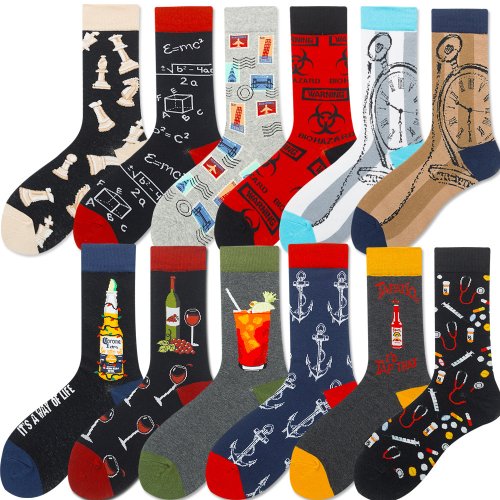 Imagen de Calcetines coloridos para hombre Harajuku colorido feliz símbolo divertido ajedrez internacional fórmula geométrica calcetín de algodón regalo de Navidad