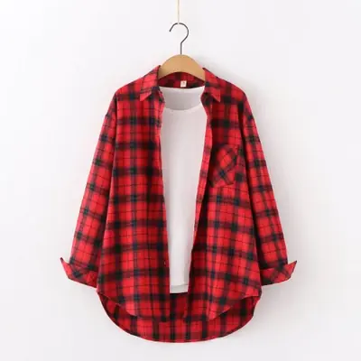 Image de Chemise à Carreaux Femme Automne 2024 - Style Décontracté & Élégant
