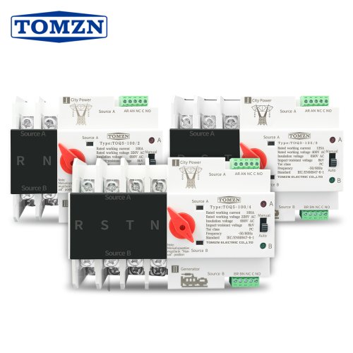 Imagen de Interruptor de Transferencia Automática de Doble Potencia TOMZN para Riel DIN, 2P 3P 4P, Interruptores Selectores Eléctricos, Energía Ininterrumpida, 63A 100A 125A