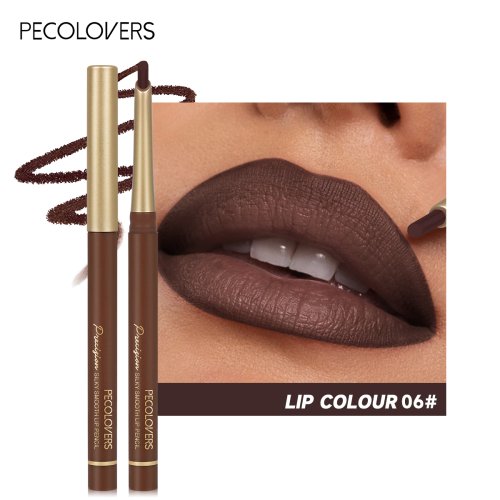 Immagine di Matita per labbra opaca a 6 colori Design smussato Pennino Contorno labbra Rossetto Rossetto marrone nudo Matita per labbra duraturo naturale Trucco