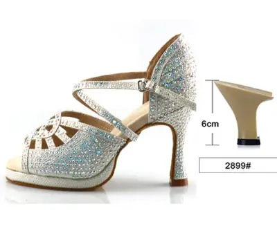 Image de Chaussures de Danse Latine Femme - Talon 9 cm Perles Brillantes