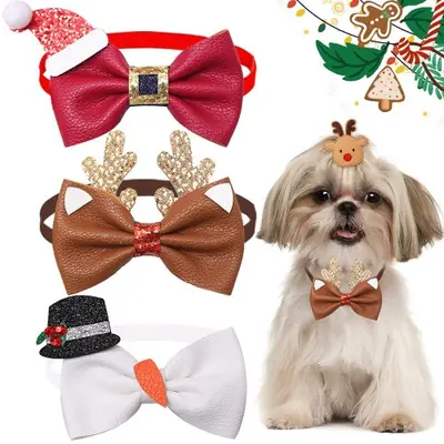Image de Noeuds Papillon Cuir pour Chiens - Déco Noël & Fêtes