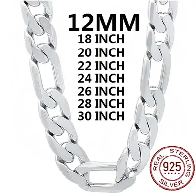 Image de Collier Homme Argent Sterling 925 - Chaîne Cubaine 12mm