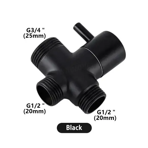Image de Adaptateur de Douche en Cuivre 3 Voies - Noir & Argent