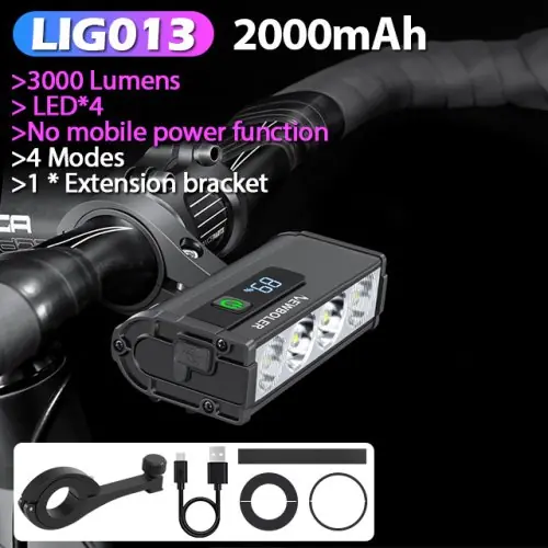 Image de Feu Avant Vélo 10000 Lumens - Étanche & Rechargeable USB