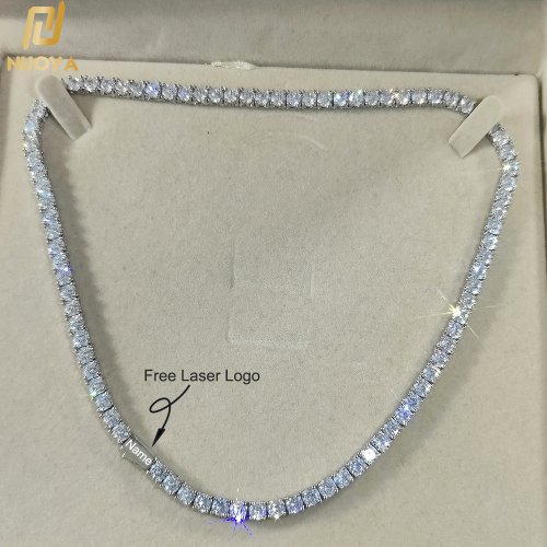 Zdjęcie Biżuteria hip-hopowa Cubic Zirconia Iced Out Tennis Chain Iced Out 18-karatowy pozłacany naszyjnik dla kobiet Darmowe niestandardowe logo laserowe