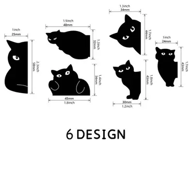 Image de Marque-page Magnétique Chat Noir Mignon - Lot de 6