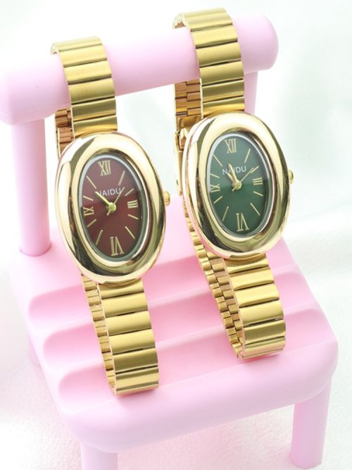 Imagen de Reloj Ovalado Minimalista para Mujer y Niña 2025 - Elegante Pulsera de Cuarzo con Correa de Cuero y Acero Inoxidable