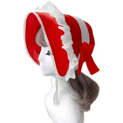 Image de Bonnet Lolita Rose Vintage - Chapeau Dentelle Coton