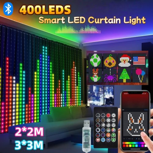 Imagen de Luces LED de Cortina Inteligente con Aplicación - 400 LEDs