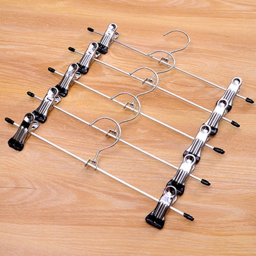 Imagen de Colgador de Metal a prueba de viento para ropa, pantalones para el hogar, perchas de secado antideslizantes con Clips ajustables, estantes de almacenamiento para armarios, 5 uds.