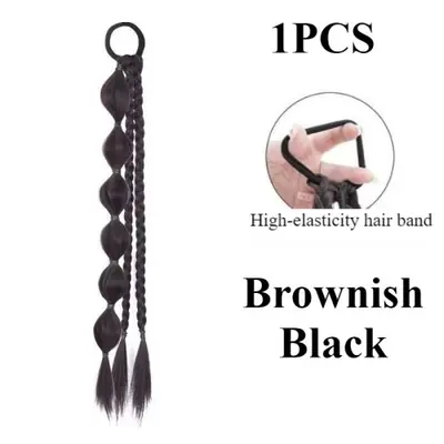 Image de Queue de Cheval Tressée Synthétique avec Cravate - Style Box Braids