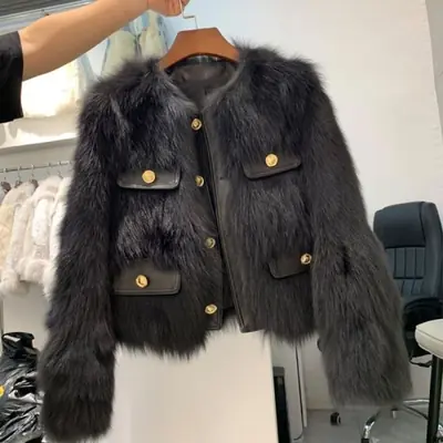 Image de Manteau Fausse Fourrure Renard Court - Mode Coréenne Automne-Hiver 2025
