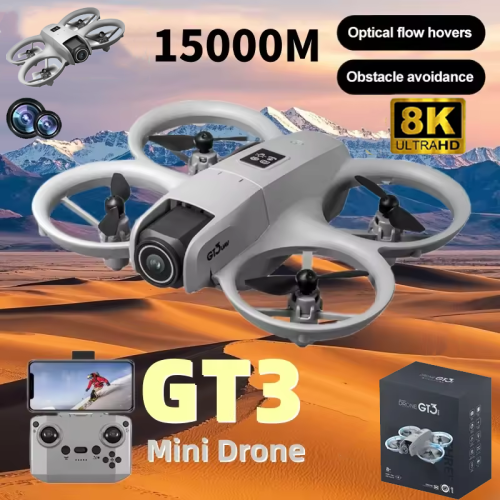 Imagen de Drone Mini GT3 con Cámara 8K HD, Vuelo Estable con Posicionamiento por Flujo Óptico, Motor Sin Escobillas y Pantalla Grande – RC Cuadricóptero Ideal para Niños y Principiantes