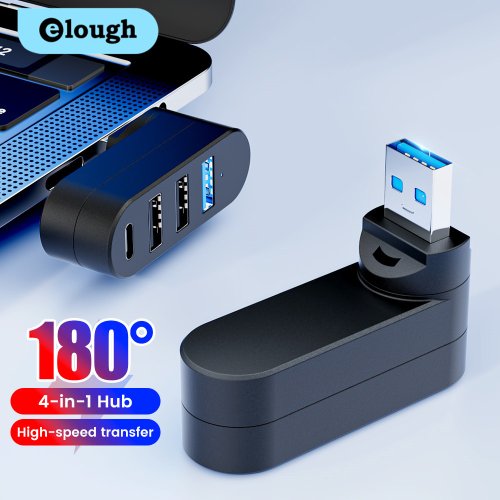 Imagen de Hub USB Tipo C Giratorio de 4 Puertos con Conectividad USB 3.0/2.0 para Alta Velocidad de Transferencia de Datos - Compatible con MacBook, PC y Ordenadores Portátiles