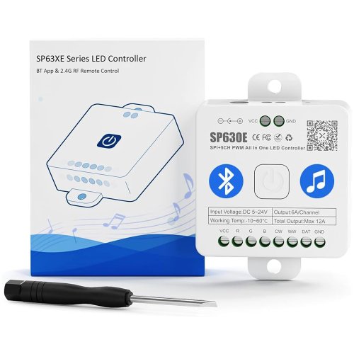 Image de Contrôleur LED Bluetooth SP630E - RGB, RGBW, CCT, WS2812B