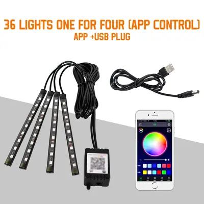 Image de Lampe LED Ambiance Voiture RGB avec Télécommande et App