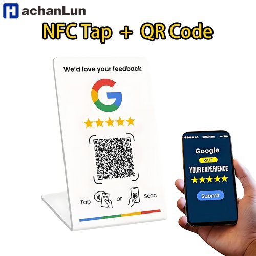Afbeelding van Programmeerbare NFC-kaartlezer voor Google Review Card, 13,56 MHz met QR-code ondersteuning – Onafhankelijke instelling voor standaardkaartkoppeling
