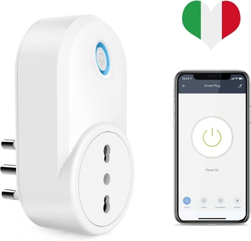 Image of Tuya Smart WiFi Socket for Italy - 16A/20A Smart Plug with Power Monitoring, Remote Control via Tuya SmartLife App, Compatible with Google Assistant and Alexa