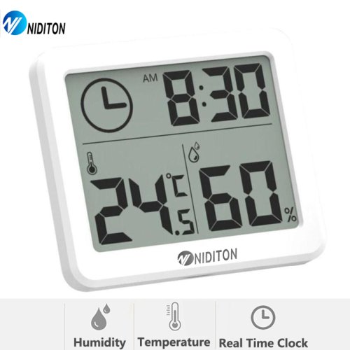 Reloj Digital de escritorio con temperatura y humedad, relojes de pared para el hogar, cocina, oficina, decoraciones de escritorio NIDITON