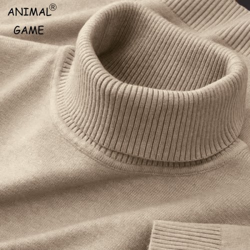 Nieuwe heren gebreide truien effen kleur coltrui ademende truien warm outdoor basic streetwear herfst zakelijke tops