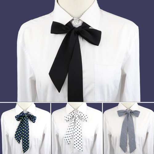 Image of Elegant Chiffon Ribbon Bow Tie for Women and Girls – Solid Color & Polka Dot Designs in Black, Red, Pink – Perfect for School, Weddings, and Everyday Fashion