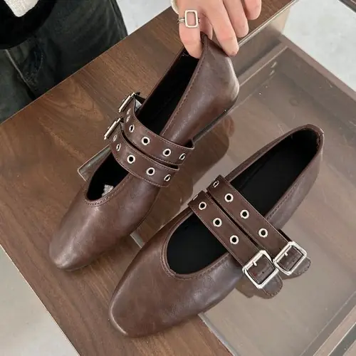 Image de Chaussures Plates Femme Bout Rond - Mary Janes Élégantes
